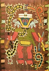 Wyszywana postać mitologiczna, styl Nekropolii Paracas